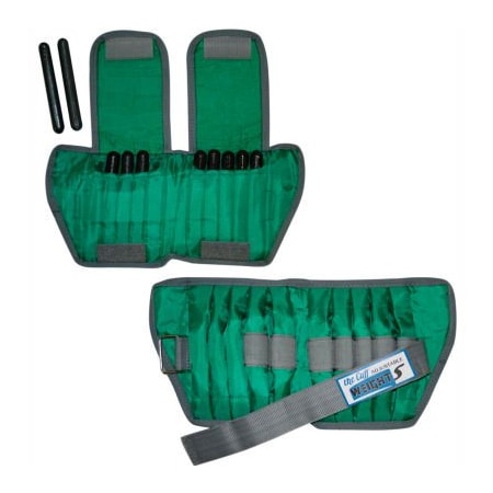 Fabrication Enterprises Cuff Adjustable Adult Ankle Weight, 5 lb., Green, 1 Pair 10-3331-2